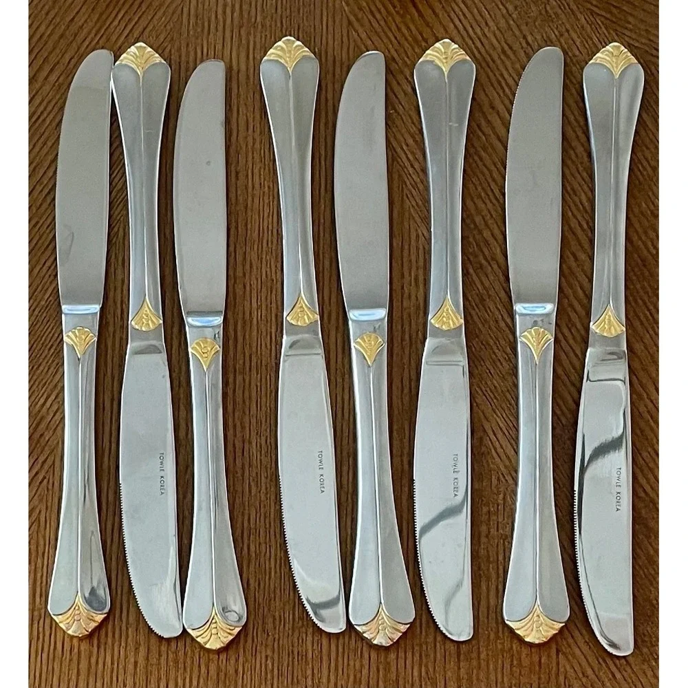 Towle Santa Barbara Gold 18/8 Stainless Steel Flatware Service For 8 Korea 45pcs